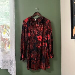 H&M Red and Black Floral Maternity Dress